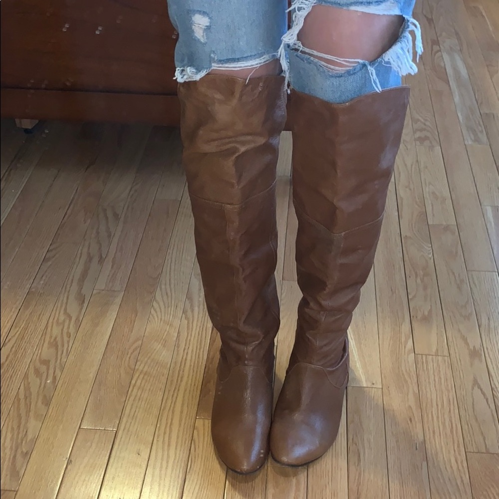 Brown over the knee boot
